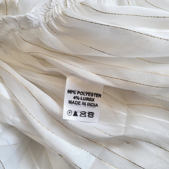 New Melissa Odabash Pearl White Look 9 Gold Striped Faux Wrap Midi Dress NWT - Picture 11 of 12